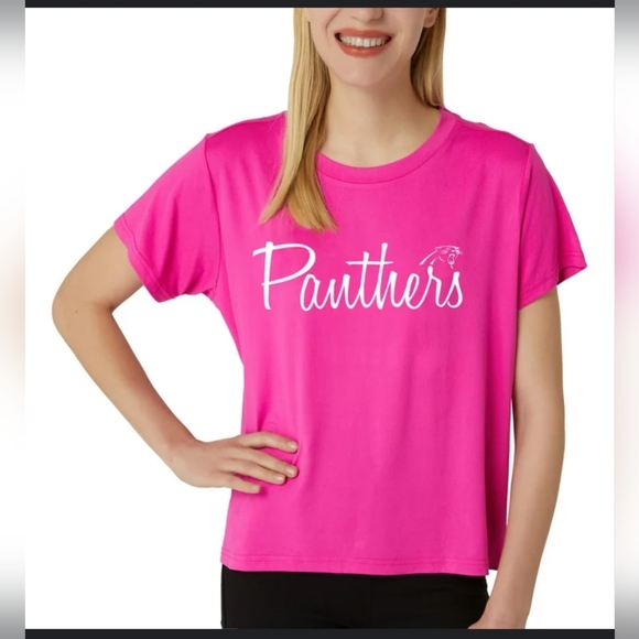 NWT NFL Carolina Panthers Football Tula Knit Short Sleeve Top - Picture 1 of 9